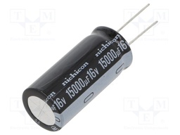Capacitor: electrolytic; THT; 15000uF; 16VDC; Ø18x40mm; ±20%; 1000h
