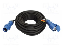 Extension lead; 3G6mm2; with flap; Sockets: 1; rubber; black; 5m