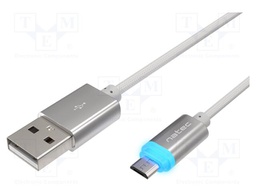 Cable; USB 2.0; USB A plug,USB B micro plug; 1m; grey; 480Mbps