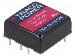 Converter: DC/DC; 15W; Uin: 18÷36V; 15VDC; Iout: 1A; 1"x1"; 16.6g