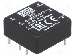 Converter: DC/DC; 30W; Uin: 18÷75V; 15VDC; Iout: 0÷2000mA; 1"x1",DIP