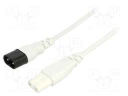 Cable; 2x0.75mm2; IEC C7 female,IEC C8 male; PVC; 1.8m; white