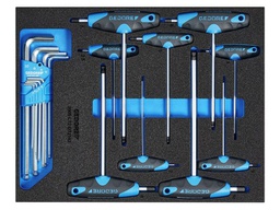 Kit: screwdrivers; in a foam tray; hex key,spherical; 17pcs.