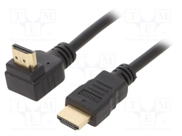 Cable; HDMI 2.0; HDMI plug,HDMI plug 90°; 1.8m; black; 30AWG