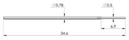 Test needle; Operational spring compression: 4.3mm; 2A; Ø: 0.5mm