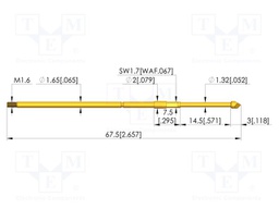 Test needle; Spring compression: 12mm; 14.5mm; 3A; CuBe; Ø: 2mm