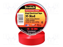 Tape: electrical insulating; W: 19mm; L: 20m; D: 0.178mm; red; rubber
