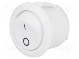 ROCKER; SPST; Pos: 2; OFF-ON; 6A/250VAC; white; none; Body: white