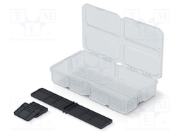 Container: collective; with partitions; transparent; MSX BOX