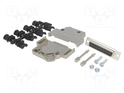 D-Sub; PIN: 25; plug; female; shielded; soldering; for cable; black