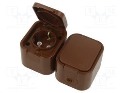 Connector: AC supply; socket; 2P+PE; 250VAC; 16A; black; wall mount
