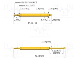 Test needle; Spring compression: 12mm; 20mm; 3A; CuBe; gold-plated