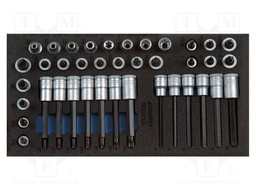 Kit: socket bits; in a foam tray; hex key,Pozidriv®,slot,Torx®