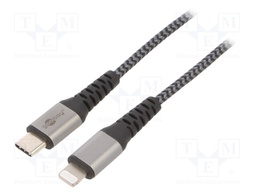 Cable; USB 2.0; Apple Lightning plug,USB C plug; 2m; black; 87W