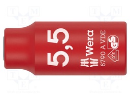 Socket; 6-angles,insulated,socket spanner; HEX 5.5mm; 1/4"