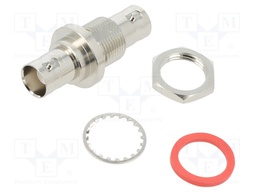 Coupler; BNC socket,both sides; straight; 50Ω; delrin (POM)