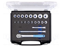 Wrench-set; 6-angles,rattle,socket spanner; 1/2"; 21pcs.