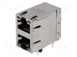 Socket; RJ45; PIN: 8; shielded,double,with LED; Layout: 8p8c; THT
