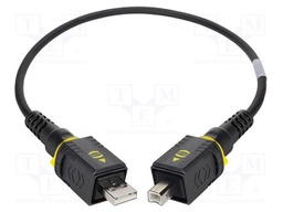Cable; USB 2.0; USB A plug,USB B plug; 0.5m; black; hermetic x2