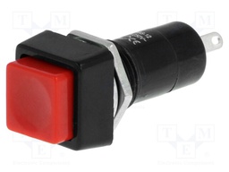 Switch: push-button; Pos: 2; SPST-NO; 1A/250VAC; red; Illumin: none