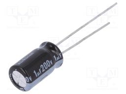 Capacitor: electrolytic; THT; 1uF; 200VDC; Ø6.3x11mm; Pitch: 2.5mm
