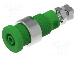Connector: 2mm banana; socket; green; M3 screw; insulated
