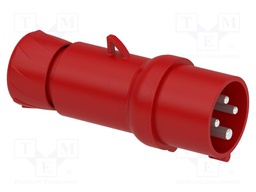 Connector: AC supply; plug; male; 16A; 200/250VAC; IP44; for cable
