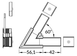 Connector 60°; white; aluminium,polycarbonate