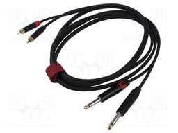 Cable; Jack 6,3mm plug x2,RCA plug x2; 3m; black; PVC