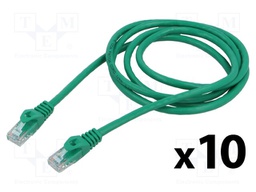 Patch cord; U/UTP; 6; stranded; CCA; PVC; green; 1.5m; 26AWG; Cores: 8