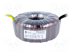 Transformer: toroidal; 450VA; 230VAC; 24V; 24V; 9.37A; 9.37A; 3.6kg