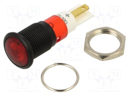 Indicator: LED; prominent; red; 130VAC; Ø12mm; IP50; connectors