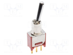 Switch: toggle; Pos: 2; SPDT; ON-ON; 0.02A/20VAC; 0.02A/20VDC; THT