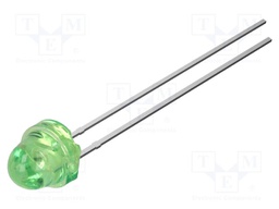 LED; green; 5mm; 10000mcd; 30°; Front: flat; 3.1VDC; No.of term: 2