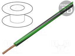 Wire; LgY; stranded; Cu; 1.5mm2; green-black; PVC; 300/500V; 100m