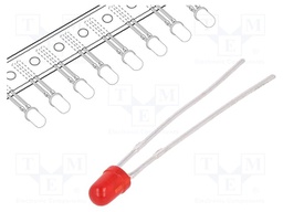 LED; 3mm; red; 12÷30mcd; 50°; Front: convex; Pitch: 2.54mm; 2000pcs.