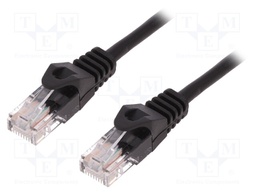 Patch cord; U/UTP; 5e; stranded; CCA; PVC; black; 1.5m; 26AWG