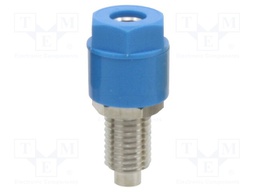 Socket; 4mm banana; 36A; blue; nickel plated; on panel,screw; 8mm