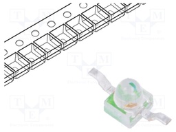 LED; 1.65mm; axial; green; 10-40mcd; 28°; Front: convex; 2.1÷2.7V