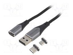 Cable; magnetic,USB 2.0; 0.5m; black; Core: Cu,tinned; 480Mbps