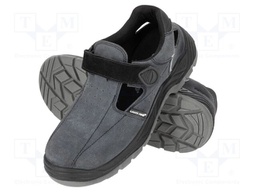 Sandals; Size: 44; grey-black; chamois; slip; Safety cat: S1 FO SR