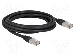 Patch cord; S/FTP; Cat: 6a; RJ45 plug,both sides; 3m; PE; black