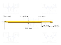 Test needle; Spring compression: 4.3mm; 6.35mm; 8A; CuBe; Ø: 1.3mm