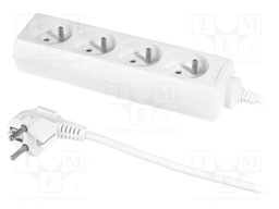 Mains; Schuko; Sockets: 4; CEE 7/5 (E) socket,CEE 7/7 (E/F) plug