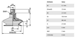 Component: suction cup; Man.series: FSGA; Mounting: M5-AG; 2g
