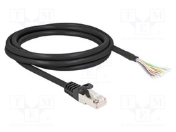 Patch cord; S/FTP; wires,RJ50 plug; 2m; PVC; black; 26AWG