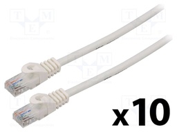 Patch cord; U/UTP; 6; stranded; CCA; PVC; white; 2m; 26AWG; Cores: 8