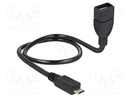 Cable; OTG,USB 2.0; USB A socket,USB B micro plug; 0.5m; black