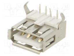 Socket; USB A; on PCBs; THT; PIN: 4; angled 90°; USB 2.0; 1A; 30V