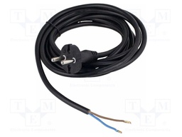 Cable; 2x1mm2; CEE 7/7 (E/F) plug,wires; PVC; 3m; black; 16A; 230V